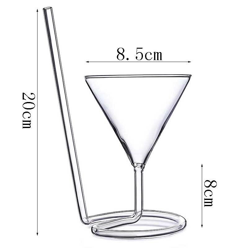 Cocktail glass with spiral straws