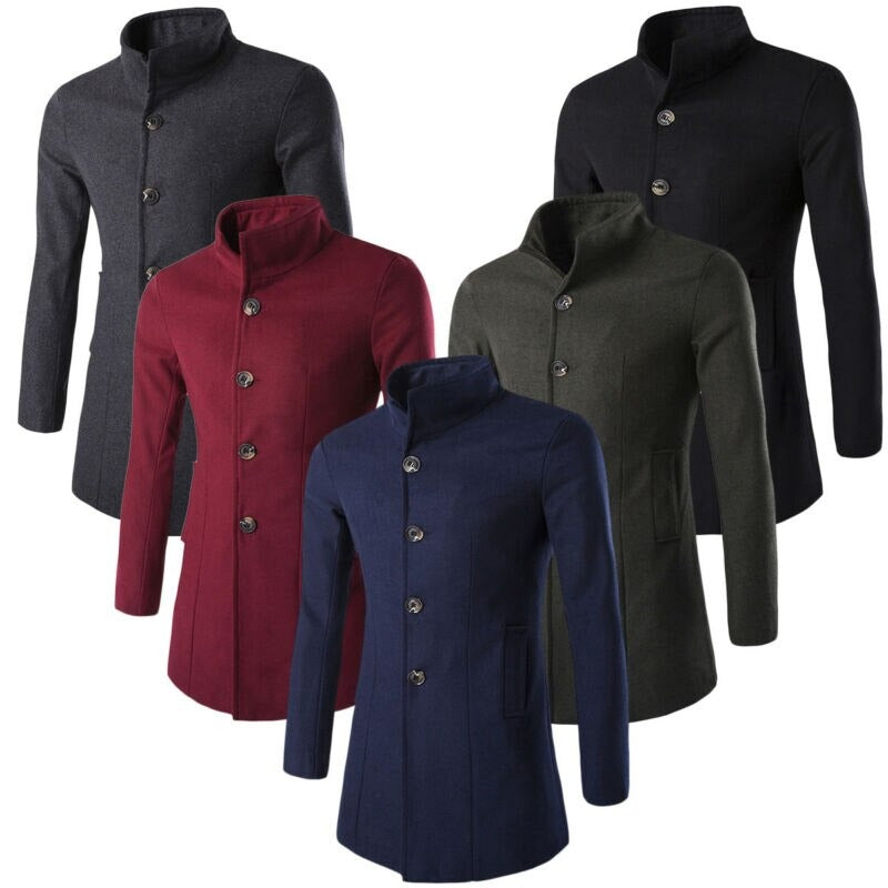 Trenchcoat for menn med ståkrage