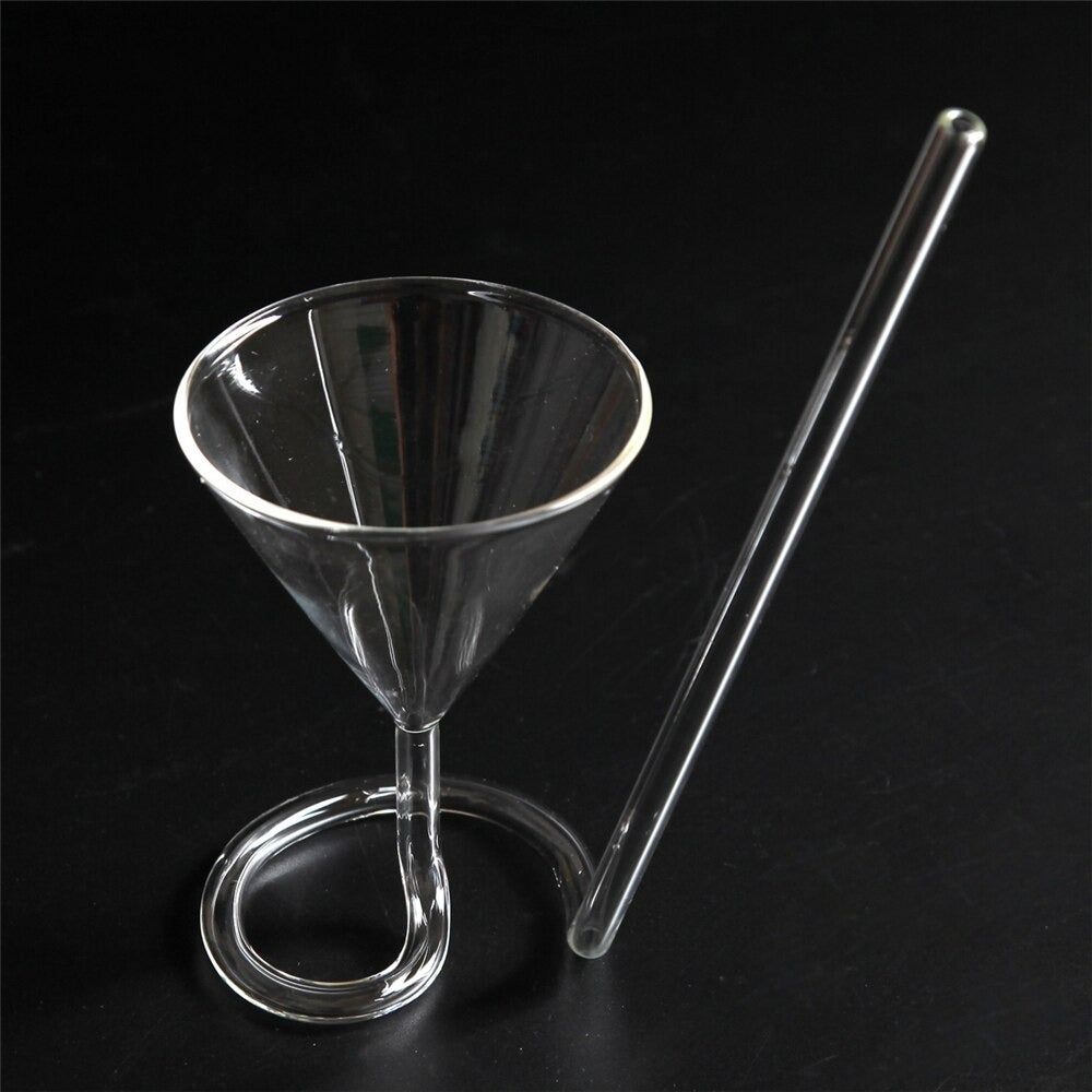 Cocktail glass with spiral straws