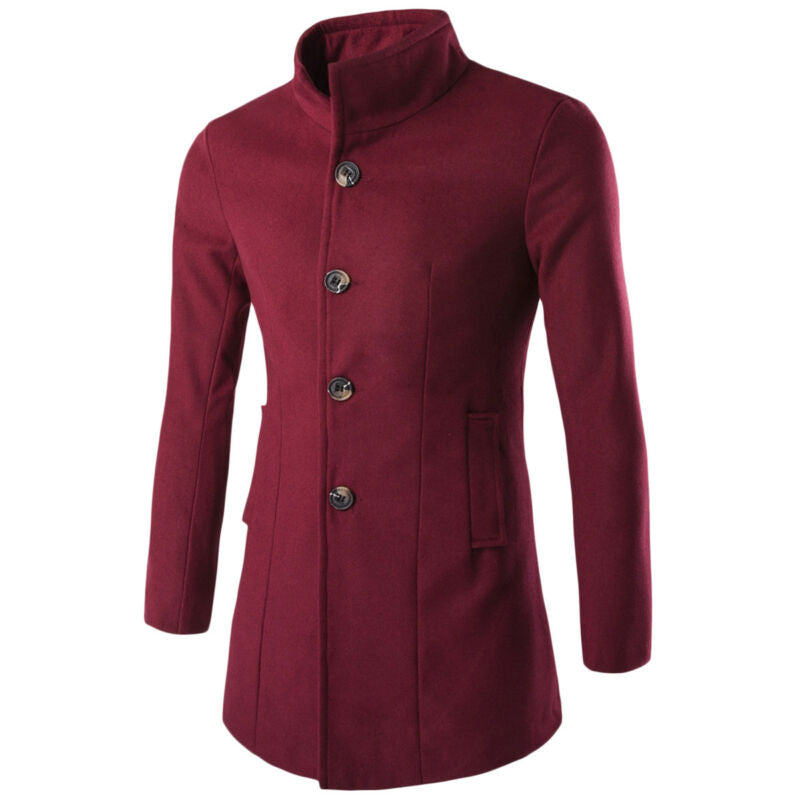 Trenchcoat for menn med ståkrage