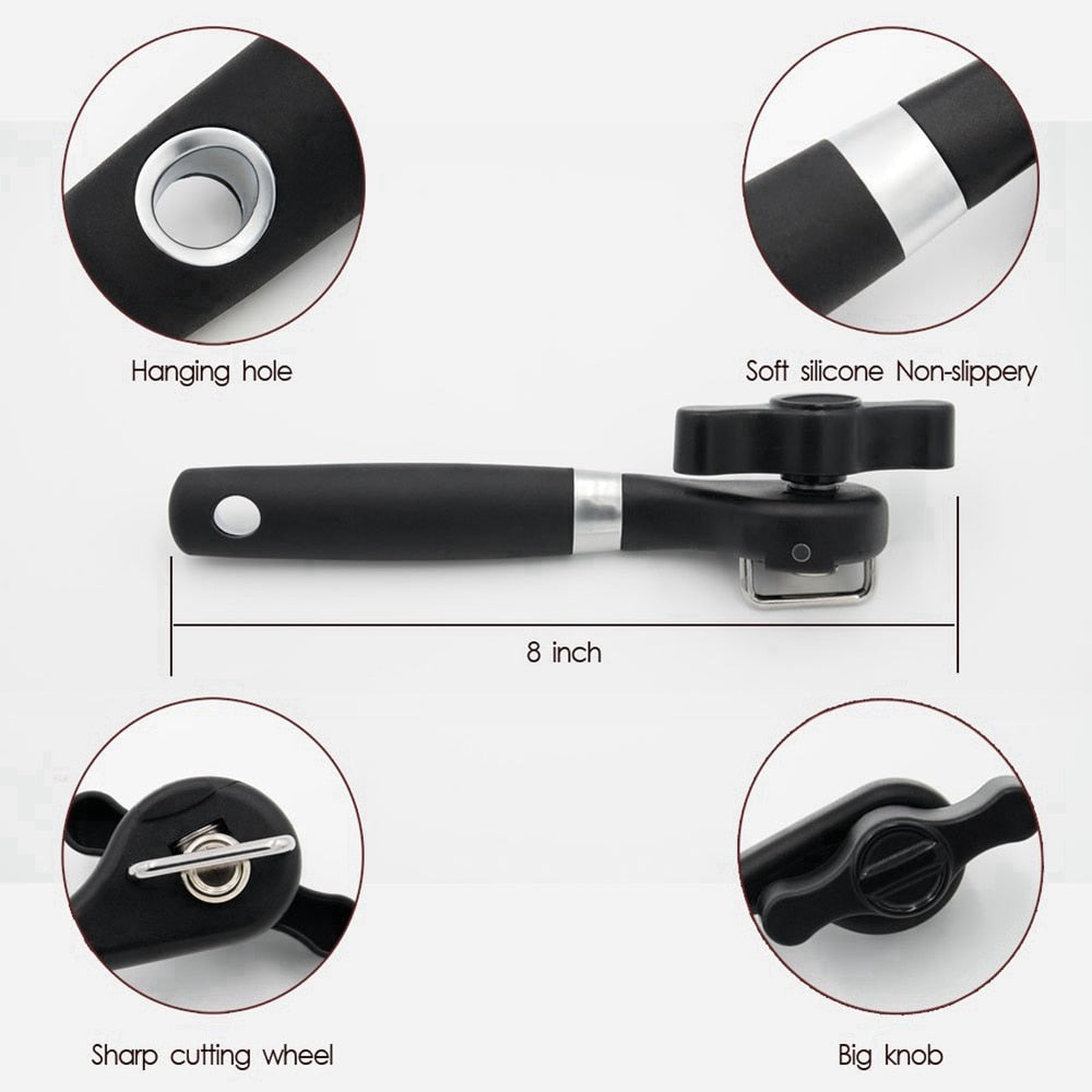 Stainless steel safe can opener