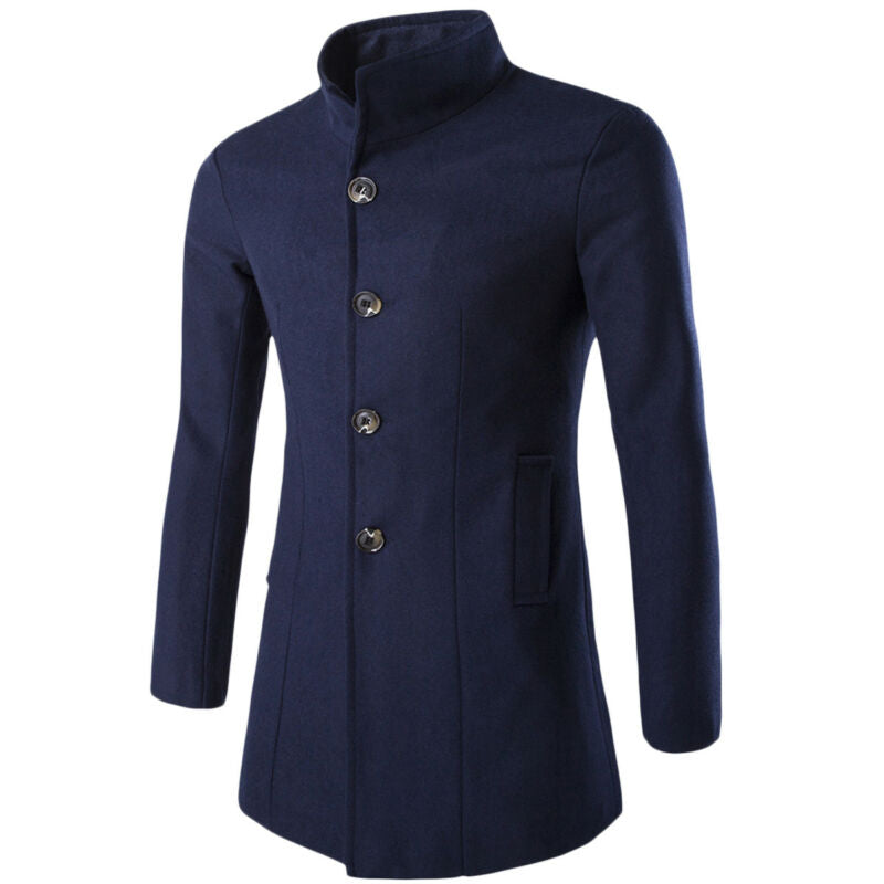 Trenchcoat for menn med ståkrage