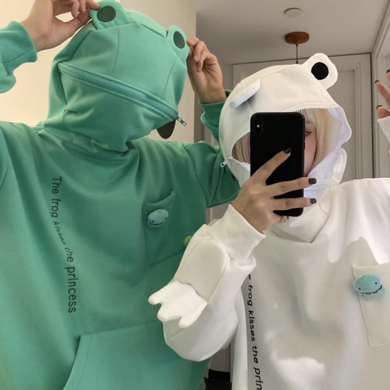 Froskehettegenser med glidelås