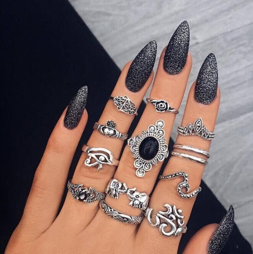 Bohemian Knuckle Rings Set