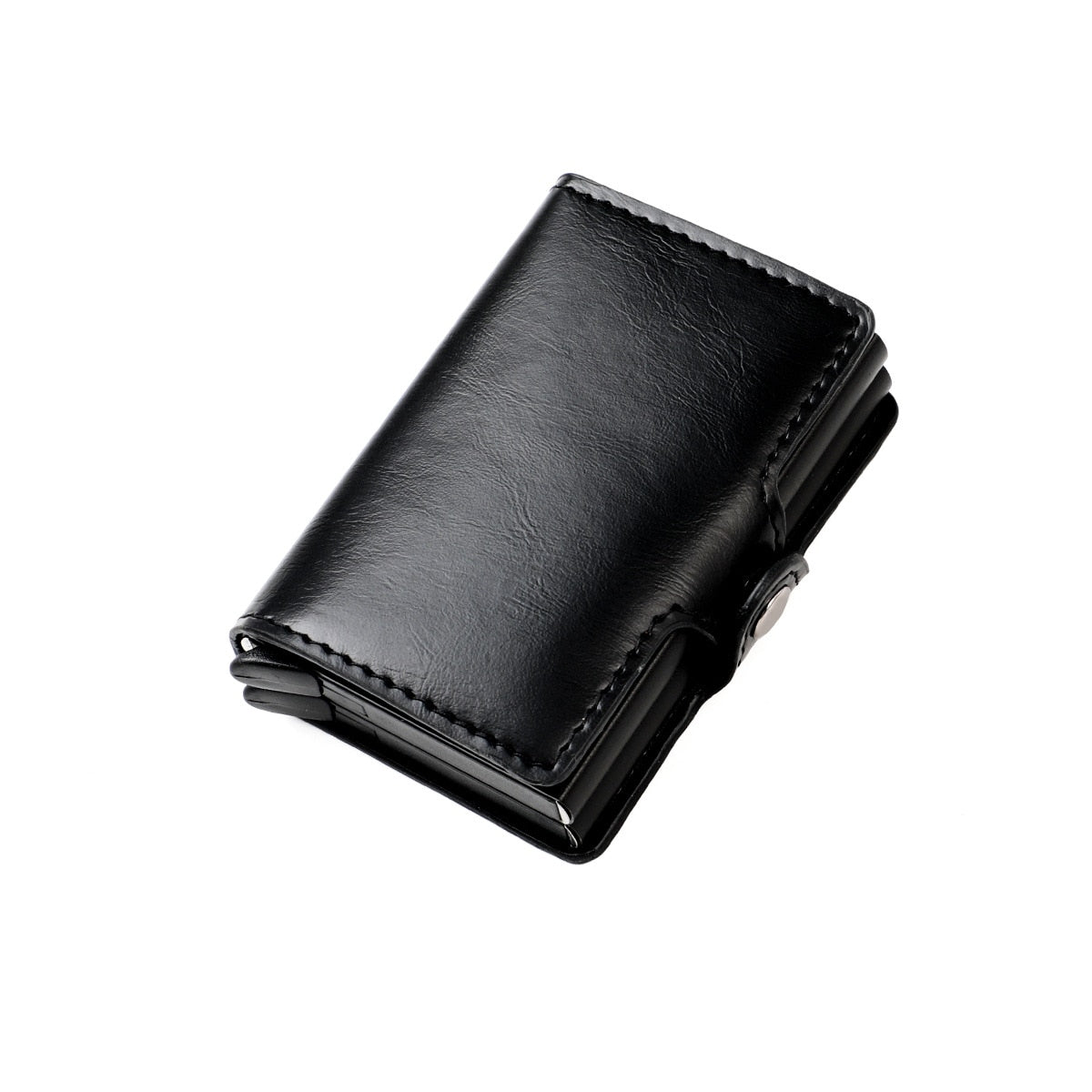 RFID Leather Wallet with Double Pop-up Aluminum Housings