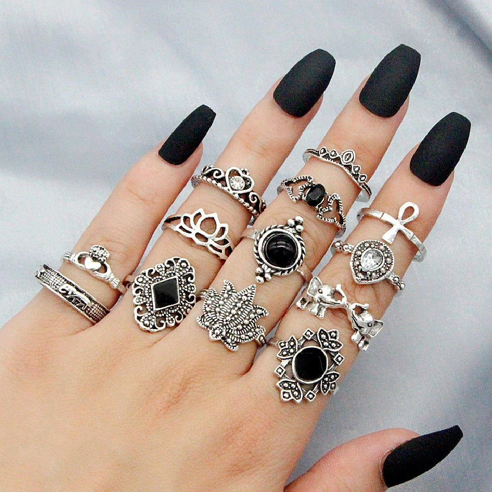 Bohemian Knuckle Rings Set