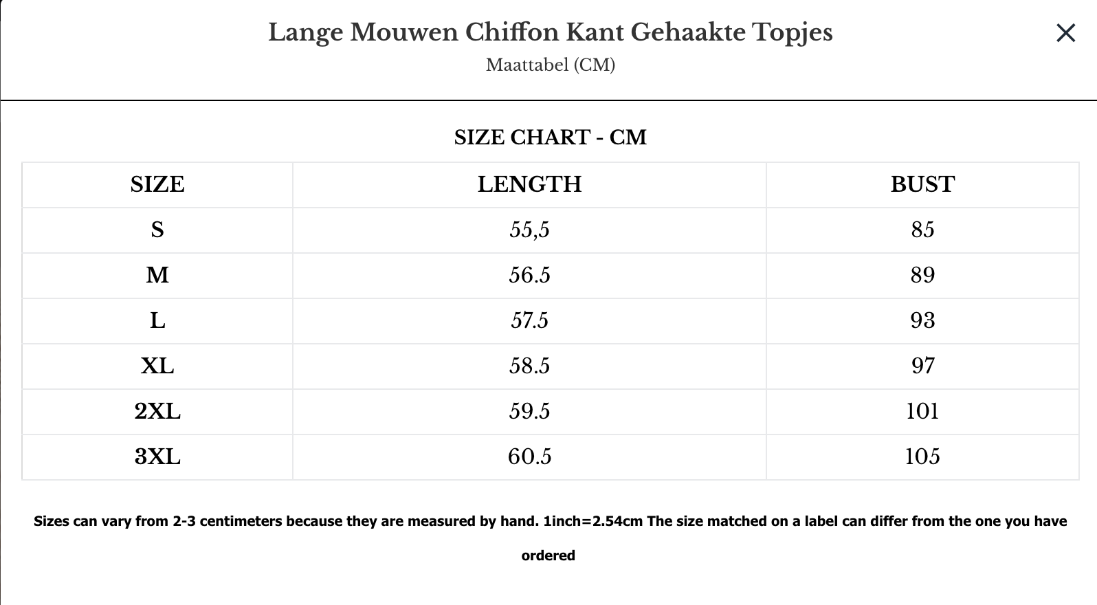 Langermet chiffon blonder hekletopp