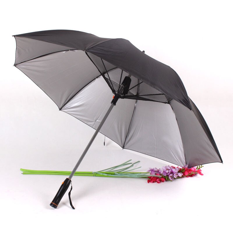 Umbrella with fan and water spray