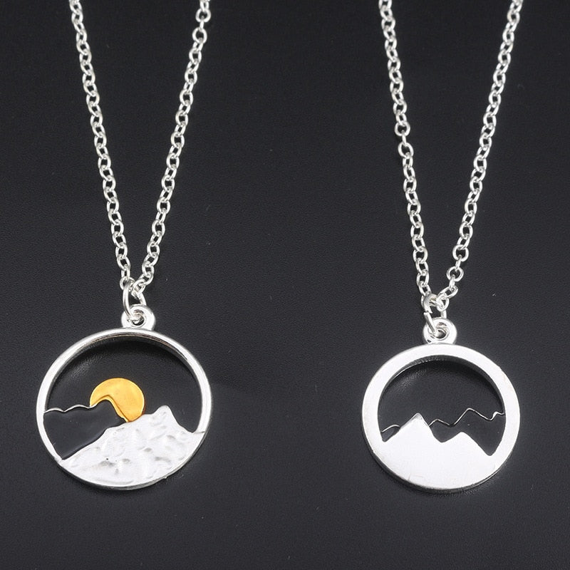 Mountain and ocean waves necklace