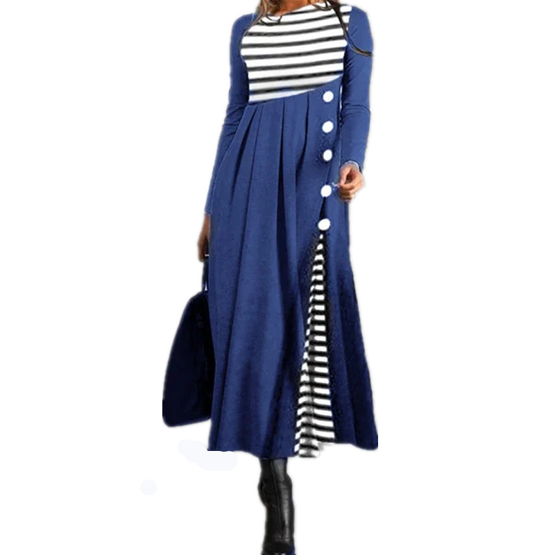 Stripete langermet lappedress til dame