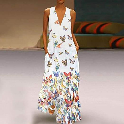 Butterfly Sleeveless Maxi Dress