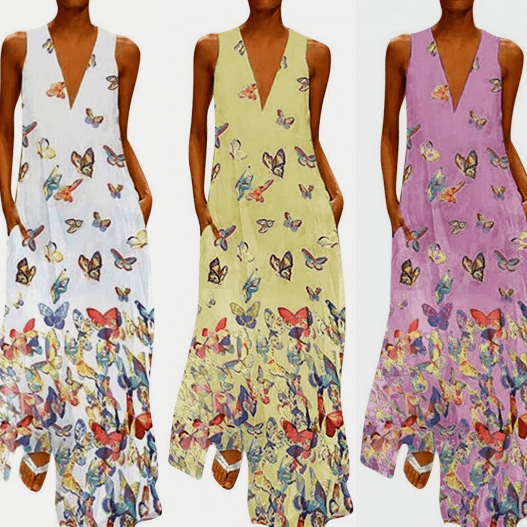 Butterfly Sleeveless Maxi Dress