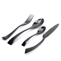 4 Pieces Black Polished Stainless Steel Dinnerware Set