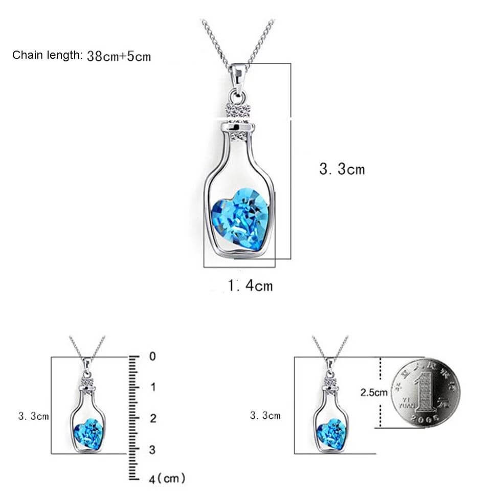 Drivflaske Krystallhjerte Halskjede