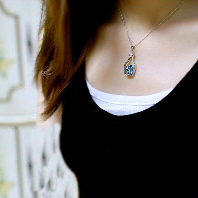 Drivflaske Krystallhjerte Halskjede