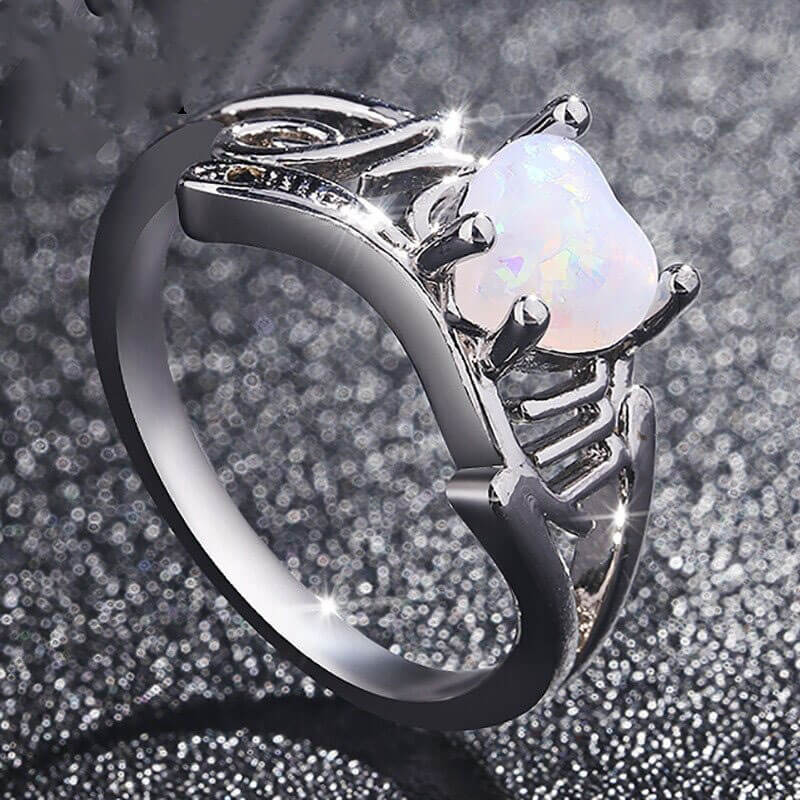 Mom Heart Opal Ring