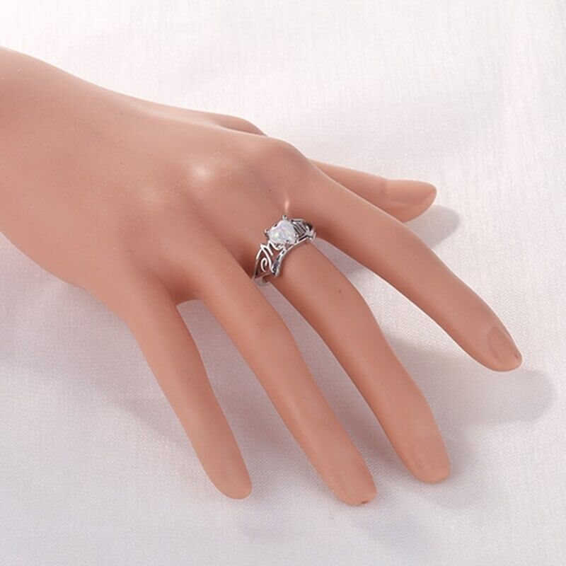 Mom Heart Opal Ring