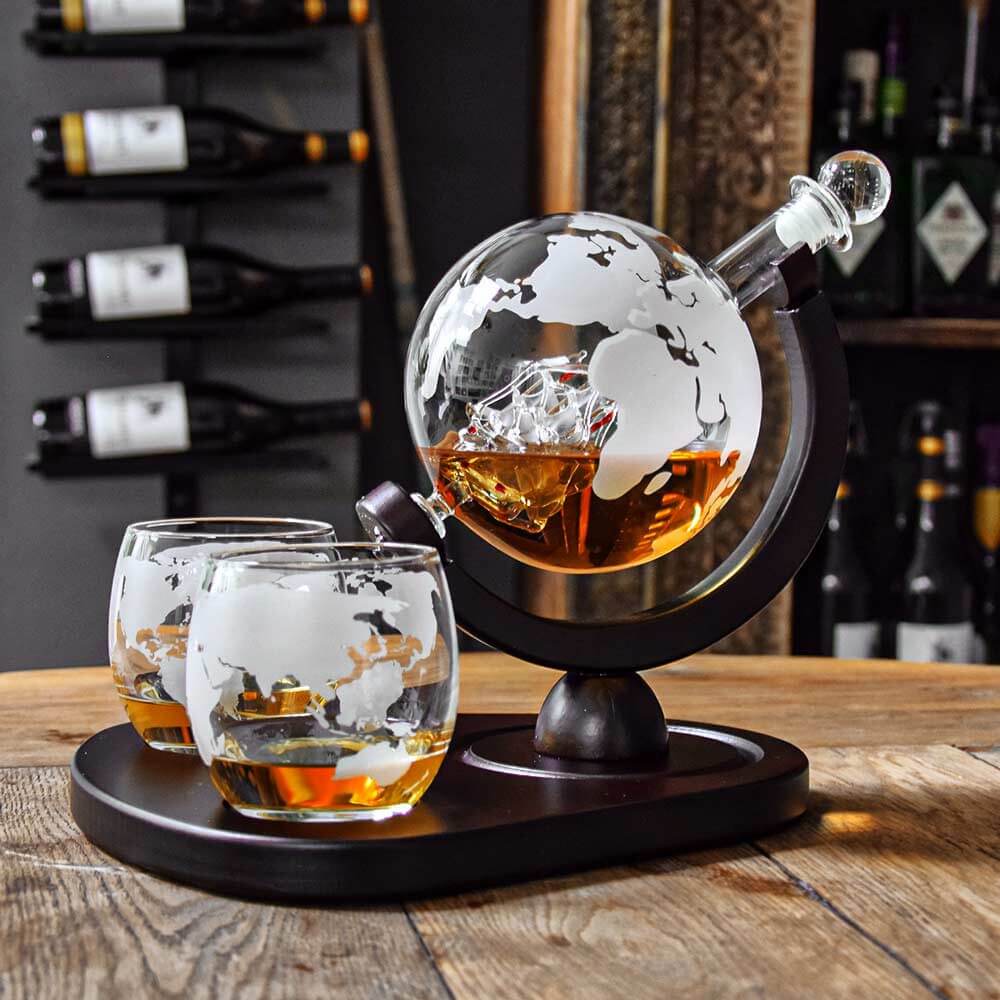 Globe Whiskey Decanter Set